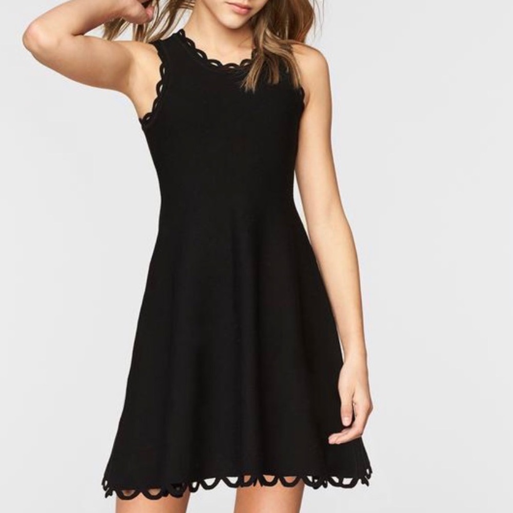 Milly Mini Black Eyelet Flare Dress - Size 10
